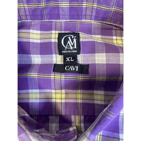 CAVI Product of Great Taste Long Sleeve Button Up Purple‎ Plaid Shirt Size XL - Picture 9 of 16